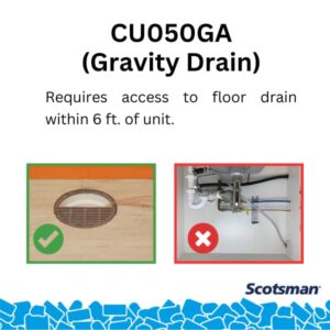 Scotsman CU50GA Undercounter Gourmet Cube Ice Maker with Bin and Gravity Drain, 64 lb/24 hr, Air Cooled, 115V/60/1-ph