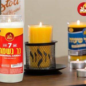 Ner Mitzvah 7 Day Yartzeit Candle - Kosher Yahrtzeit Memorial and Yom Kippur Candle in Plastic Holder