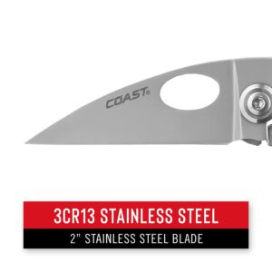 Coast FX175 Frame Lock Light Weight Folding Knife 2-Inch Blade, Stainless Steel