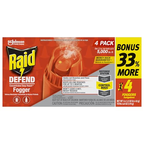 S C JOHNSON WAX 74251 Raid Fogger, 4-Pack, 1.5-Ounce