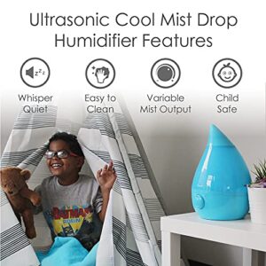 Crane Ultrasonic Cool Mist Humidifier for Bedroom, Baby Nursery, Kids Room, Plants, or Office, Large 1 Gallon Tank, Filter Optional, Aqua