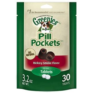 greenies pill pockets soft dog treats, hickory smoke, tablet, 3.2 oz. (pack of 6)