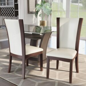 24/7 Shop at Home Stan Wooden Kitchen & Dining Room Chairs Set of 2, Dark Cherry