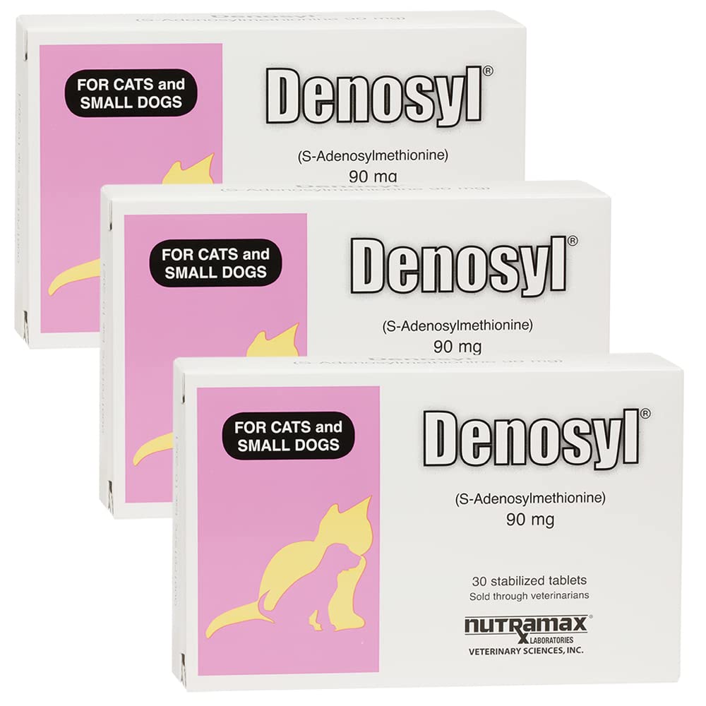 Nutramax Laboratories Denosyl Liver and Brain Health Supplement for Small Dogs and Cats - With S-Adenosylmethionine (SAMe), 3 Pack, 90 Total Tablets