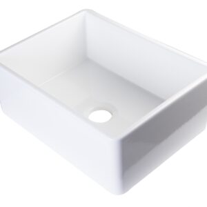 ALFI brand AB505-W 26-Inch Contemporary Smooth Fireclay Farmhouse Kitchen Sink, White