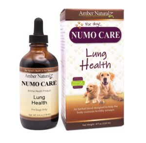 amber naturalz numo care lung health herbal supplement for dogs | canine herbal supplement for bronchial support and respiratory lung health | 4 fluid ounce glass bottle | manufactured in the usa