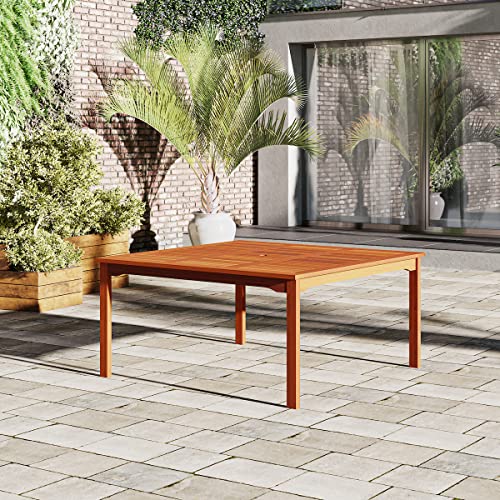 Amazonia Venice 9-Piece Outdoor Armless Square Dining Set | Eucalyptus Wood | Ideal for Patio and Indoors