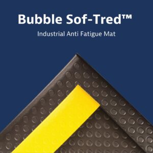 Notrax 417 Bubble Sof-Tred™ with Dyna-Shield® 3' x 12' x 1/2" Anti Fatigue Mat, Slip Resistant Bubble Textured Surface, Ideal for Industrial and Commercial Workplaces, Black/Yellow, 417S0312BY