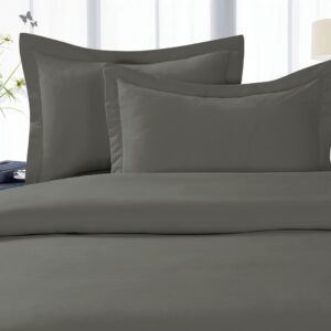 Elegant Comfort Elegance Linen 1500 Thread Count Wrinkle Resistant Ultra Soft Luxurious Egyptian Quality 3-Piece Duvet Cover Set, King/California King, Gray (1500 DC-King-Gray)