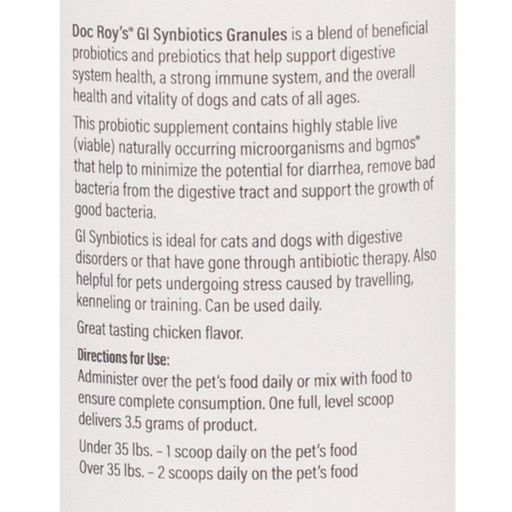 Revival Animal Health Doc Roy's GI Synbiotics- Probiotic & Prebiotic Supplement - for Dogs and Cats- 454 gm Granules