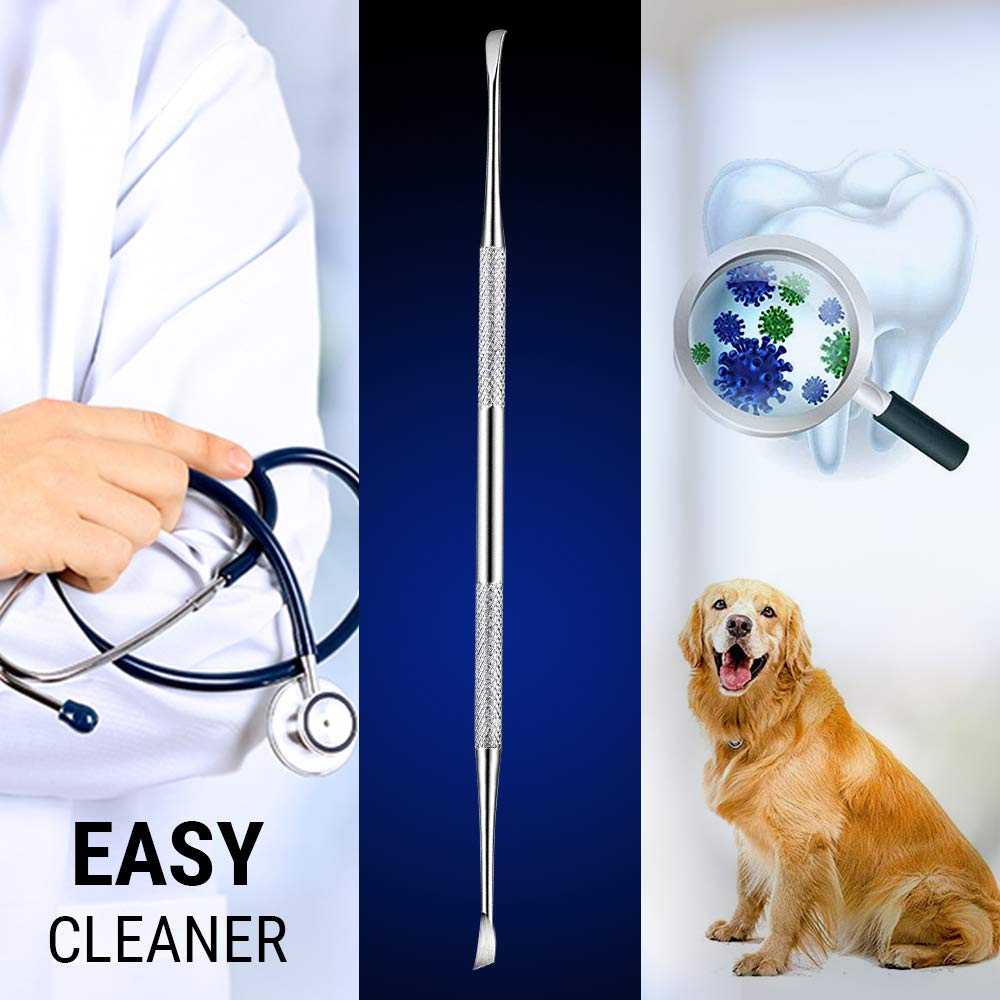 Pet Teeth Cleaning Tools – 6.5 Inch double header Tarter & Plaque remover tool for cats and dogs. Stainless Steel That Will Not Rust. By Majestic Bombay