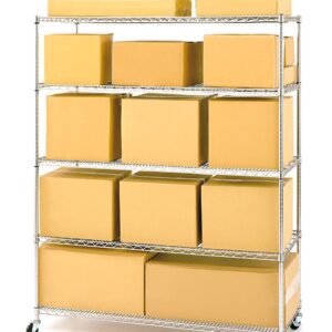 Seville Classics UltraDurable Commercial-Grade 5-Tier NSF-Certified Wire Shelving with Wheels, 60" W x 24" D - Plated Steel