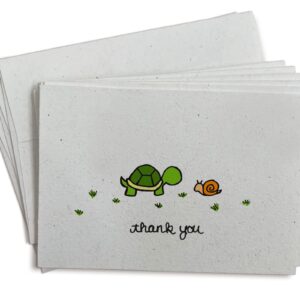 Sugartown Greetings The Turtle & The Snail Nature Thank You Cards - 24 Cards & Envelopes