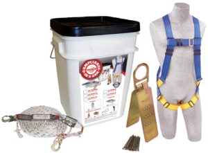 3m protecta compliance in a can, 2199803, roofers kit, 5-point harness, reusable roof anchor, rope grab, 50' rope lifeline, white bucket