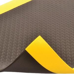 Notrax 417 Bubble Sof-Tred™ with Dyna-Shield® 3' x 12' x 1/2" Anti Fatigue Mat, Slip Resistant Bubble Textured Surface, Ideal for Industrial and Commercial Workplaces, Black/Yellow, 417S0312BY