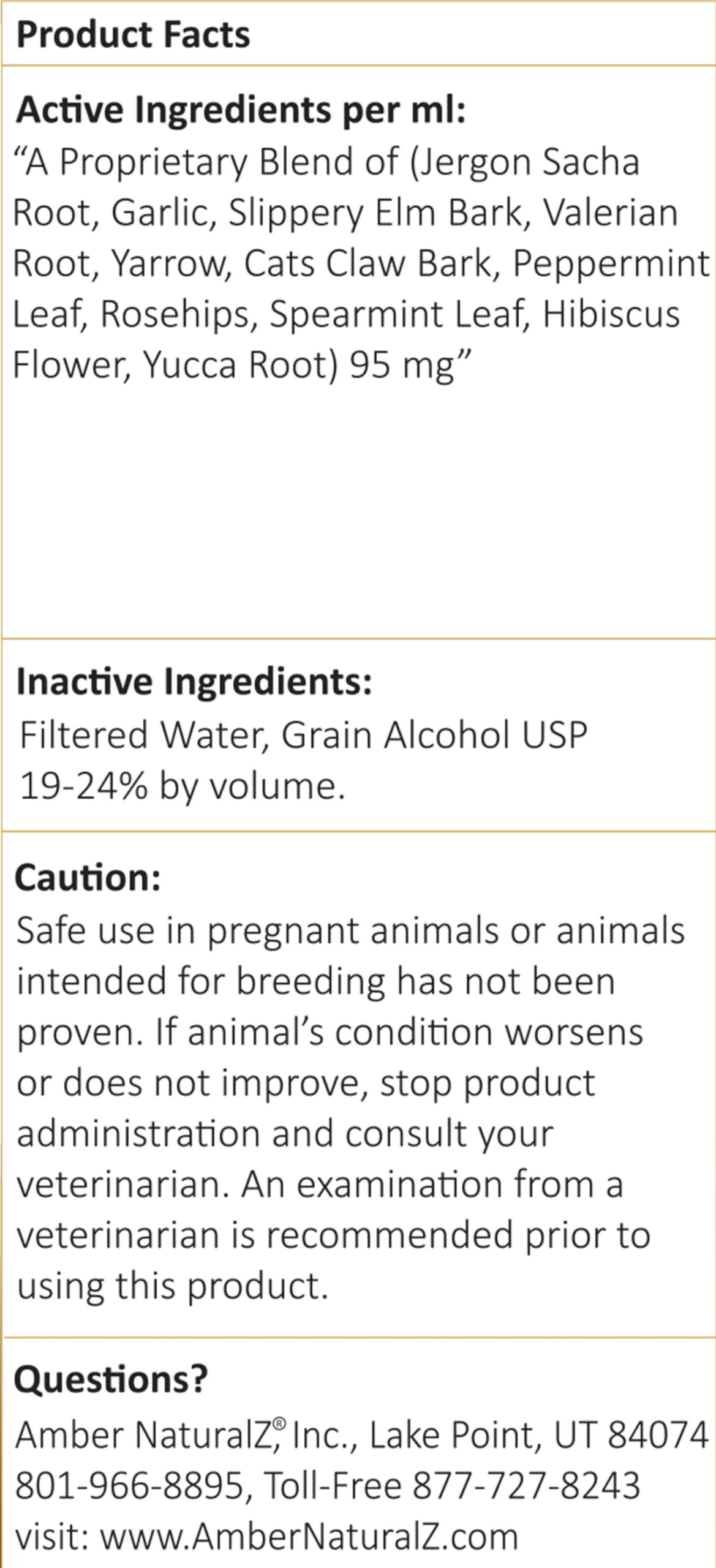 Amber NaturalZ Adizone C Herbal Supplement for Cats | Feline Herbal Supplement for Occasional Soreness, Stiffness, Aches and Discomfort | 4 Fluid Ounce Glass Bottle | Manufactured in The USA