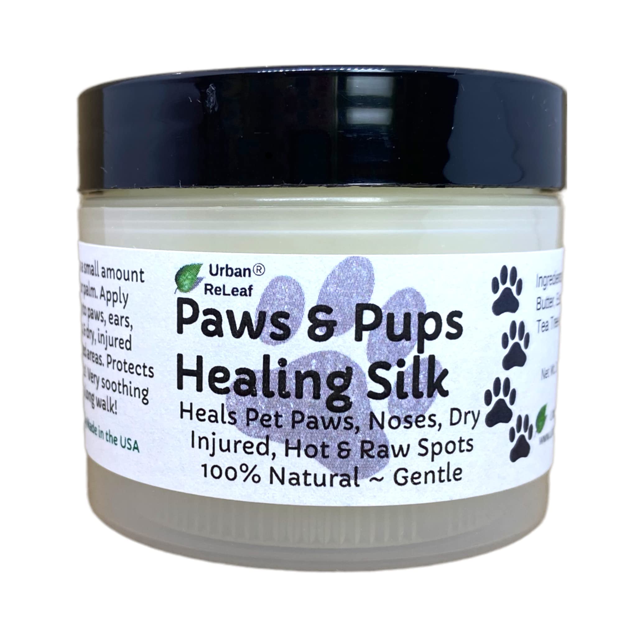 Urban ReLeaf Paws & Pups Silk! Heal, Protect Pets, Dry, Injured, Hot & Raw Spots. Gentle 100% Natural Dog Salve! Shea. Softens Skin & Fur! Relief for Crusty Noses, Torn Pads.