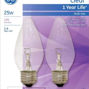 GE Lighting 75337 25 Watt Clear Flame Decorative Light Bulbs 2 Pack