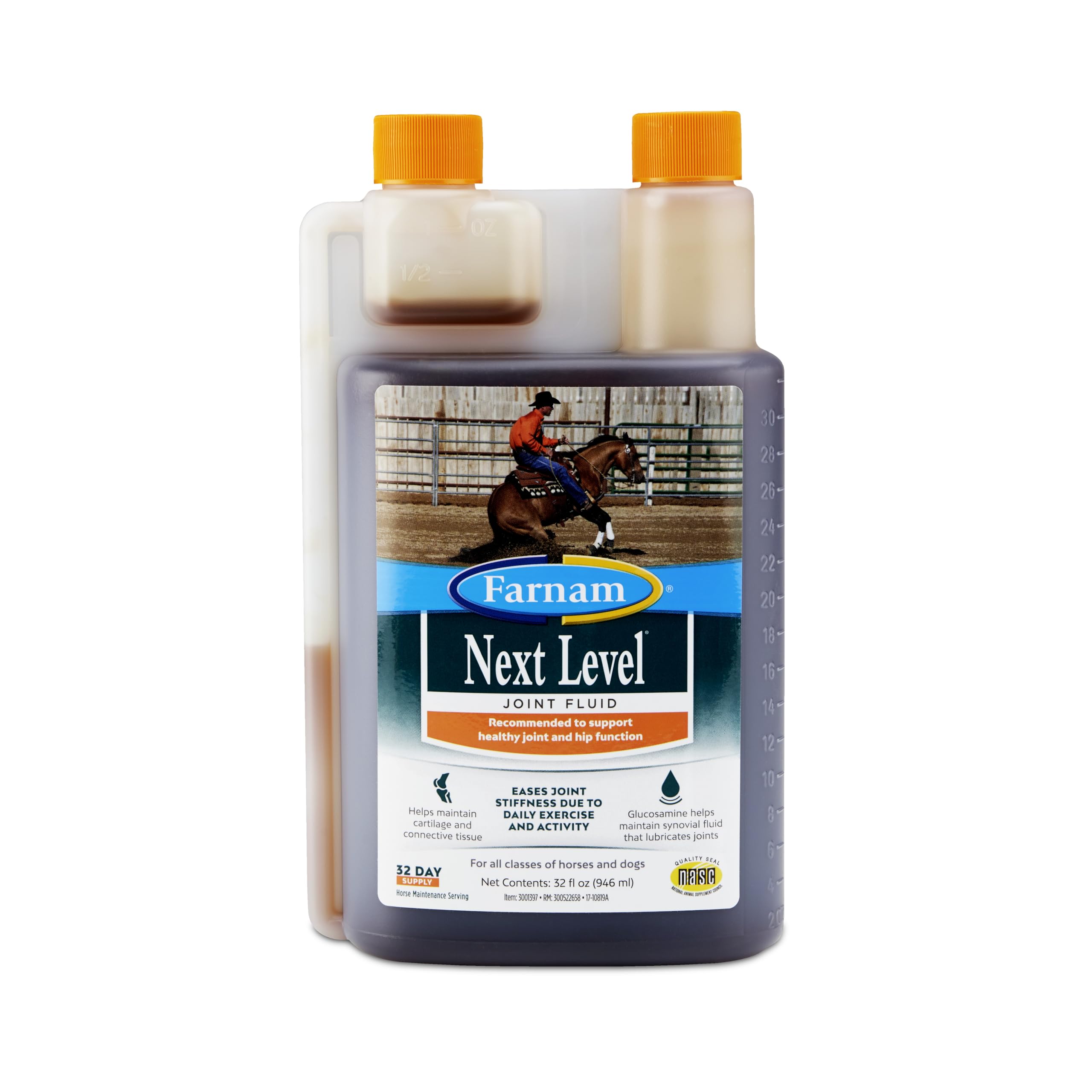 Farnam Next Level Horse Joint Supplement for Horses & Dogs, Helps Maintain Connective Tissue to Ease Joint Stiffness Due to Daily Activity, 32 oz, 32 Day Supply