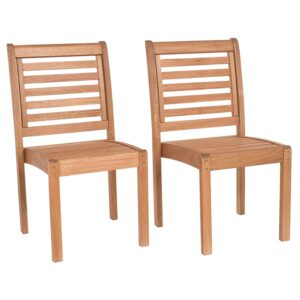 amazonia leeds 2-piece stackable side chair | eucalyptus wood | ideal for outdoors and indoors