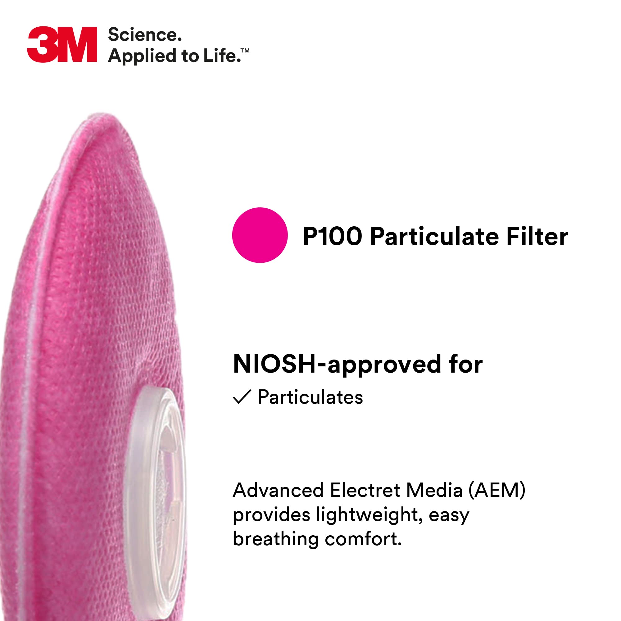 3M P100 Respirator Filter 2091, 50 Pairs, Helps Protect Against Oil and Non-Oil Based Particulates, Lead, Asbestos, Arsenic, MDA