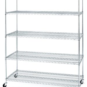 Seville Classics UltraDurable Commercial-Grade 5-Tier NSF-Certified Wire Shelving with Wheels, 60" W x 24" D - Plated Steel