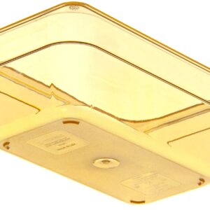 Carlisle FoodService Products Storplus High Heat Food Pan Steam Table Pan, Chafing Pan for Catering, Buffets, Restaurants, High Heat Plastic, 1/4 Size 4 Inches Deep, Amber