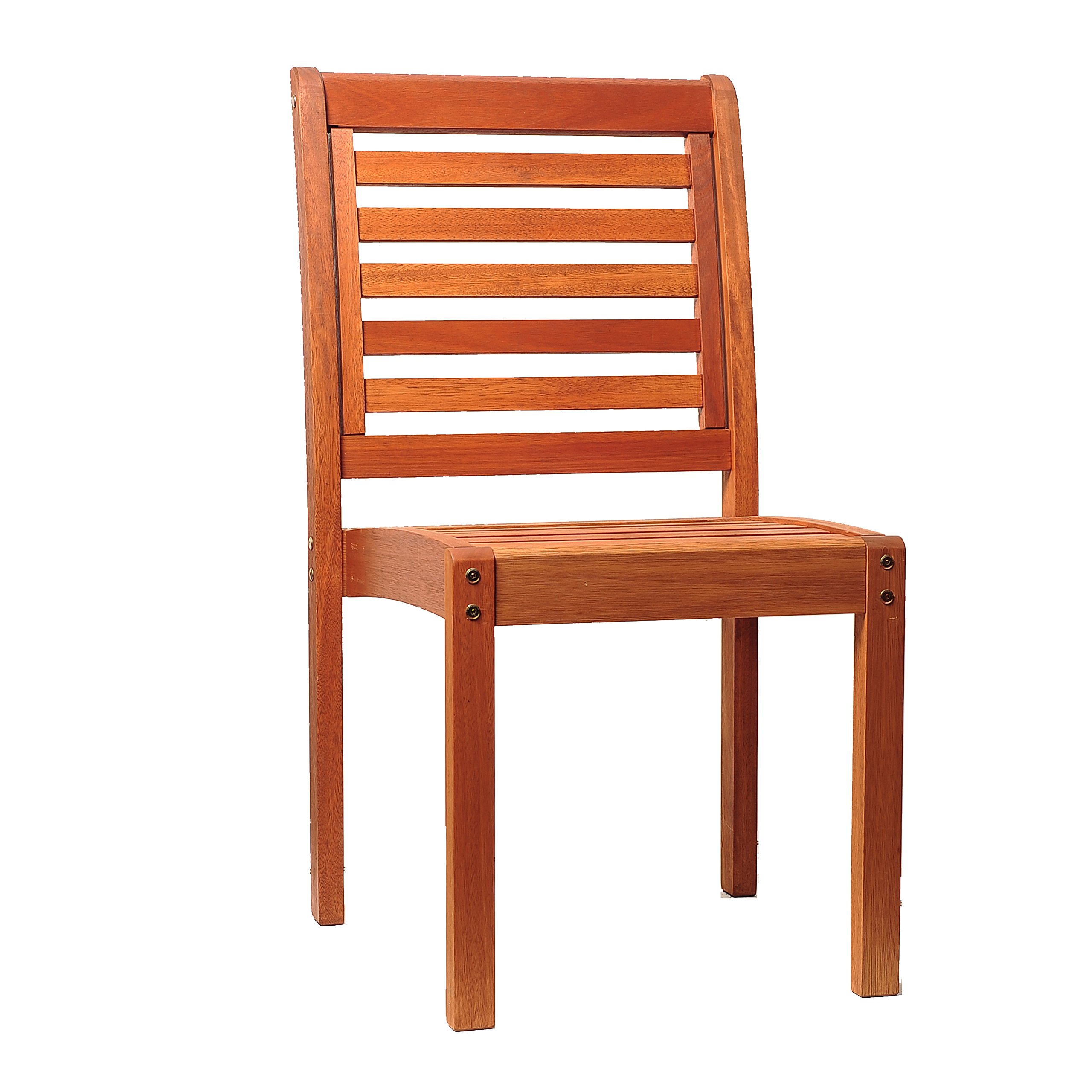 Amazonia Leeds 2-Piece Stackable Side Chair | Eucalyptus Wood | Ideal for Outdoors and Indoors