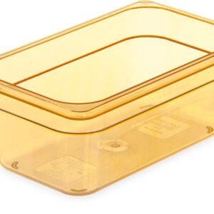 Carlisle FoodService Products Storplus High Heat Food Pan Steam Table Pan, Chafing Pan for Catering, Buffets, Restaurants, High Heat Plastic, 1/4 Size 4 Inches Deep, Amber