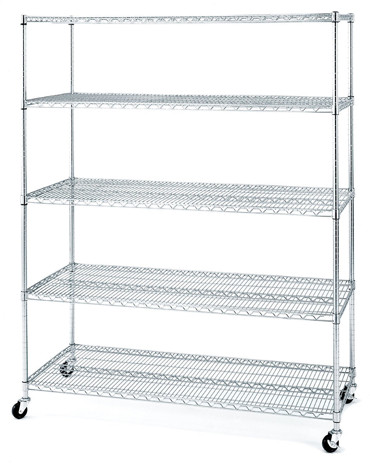 Seville Classics UltraDurable Commercial-Grade 5-Tier NSF-Certified Wire Shelving with Wheels, 60" W x 24" D - Plated Steel