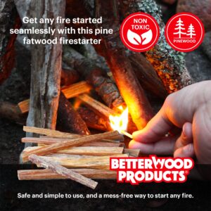 Better Wood Products 1 Pack Fatwood Fire Starter Sticks, Fireplace & Campfires, 50 Lbs