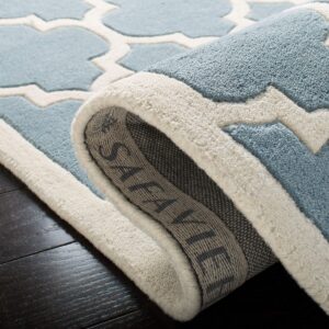 SAFAVIEH Chatham Collection 2'3" x 9' Blue/Ivory CHT734B Handmade Geometric Premium Wool Runner Rug