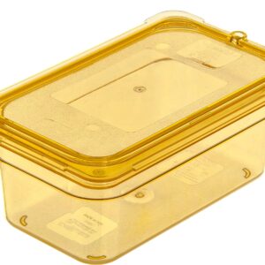 Carlisle FoodService Products Storplus High Heat Food Pan Steam Table Pan, Chafing Pan for Catering, Buffets, Restaurants, High Heat Plastic, 1/4 Size 4 Inches Deep, Amber