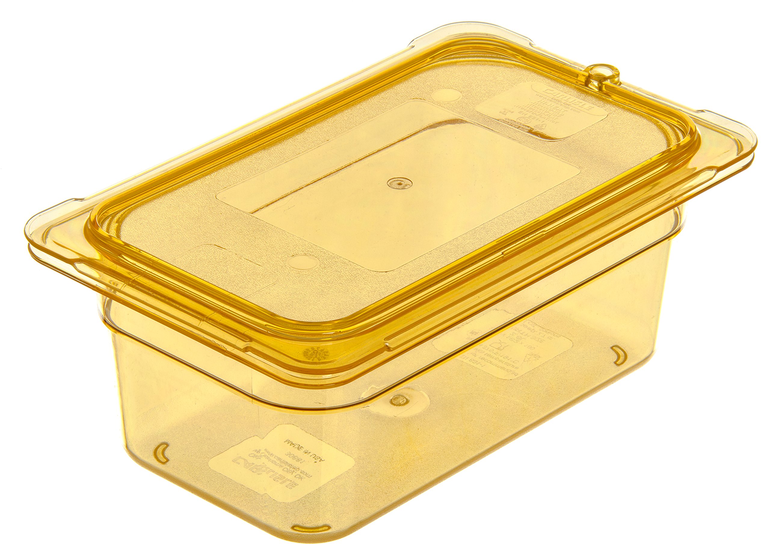 Carlisle FoodService Products Storplus High Heat Food Pan Steam Table Pan, Chafing Pan for Catering, Buffets, Restaurants, High Heat Plastic, 1/4 Size 4 Inches Deep, Amber