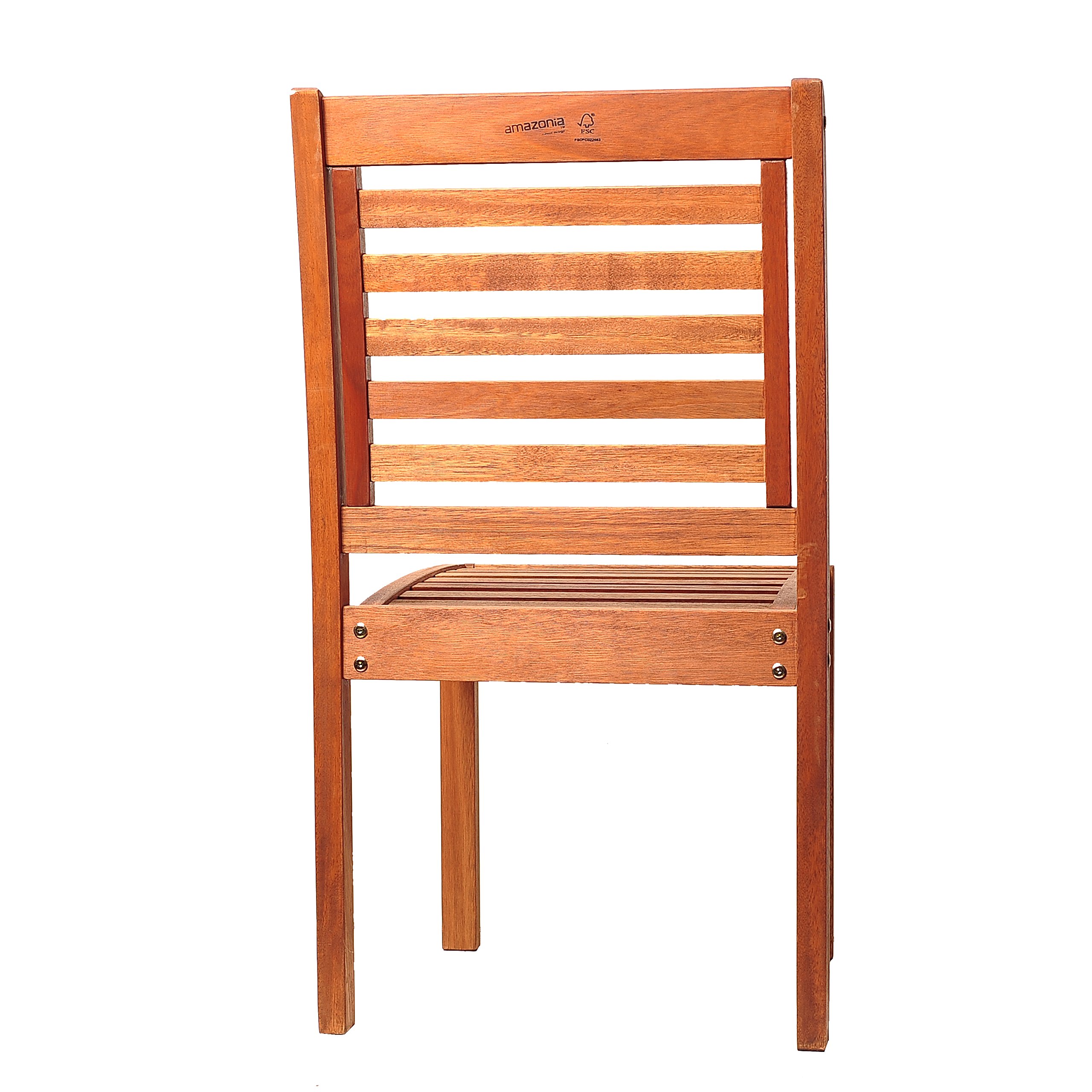 Amazonia Leeds 2-Piece Stackable Side Chair | Eucalyptus Wood | Ideal for Outdoors and Indoors