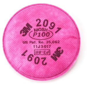 3M P100 Respirator Filter 2091, 50 Pairs, Helps Protect Against Oil and Non-Oil Based Particulates, Lead, Asbestos, Arsenic, MDA