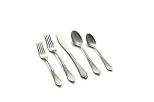 cambridge silversmiths heather sand 20-piece flatware silverware set, stainless steel, service for 4, includes forks/spoons/knives