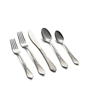 Cambridge Silversmiths Heather Sand 20-Piece Flatware Silverware Set, Stainless Steel, Service for 4, Includes Forks/Spoons/Knives