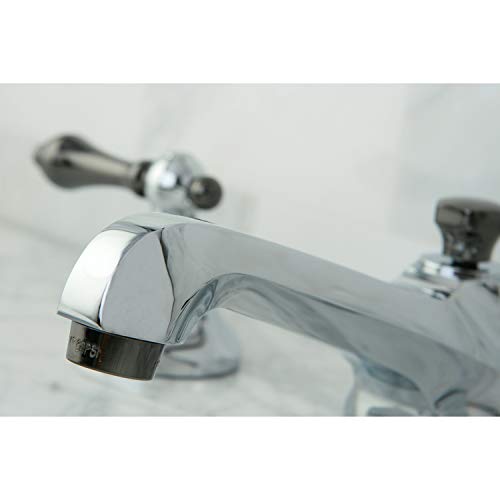 Kingston Brass NS4463AL Water Onyx Widespread Bathroom Faucet, Polished Chrome/Black Stainless Steel