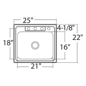 Moen G181954 1800 Series 18 Gauge Single Bowl Drop In Sink, Stainless Steel