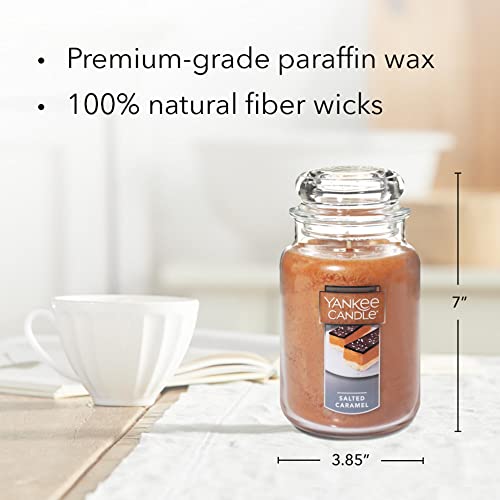 Yankee Candle Salted Caramel Scented, Classic 22oz Large Jar Single Wick, Over 110 Hours of Burn Time, Perfect for Gifting