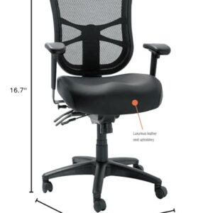 Alera EL4215 Elusion Series Mesh Mid-Back Multifunction Chair, Black Leather