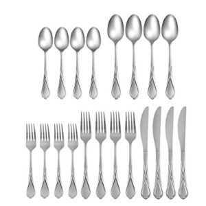 Cambridge Silversmiths Heather Sand 20-Piece Flatware Silverware Set, Stainless Steel, Service for 4, Includes Forks/Spoons/Knives