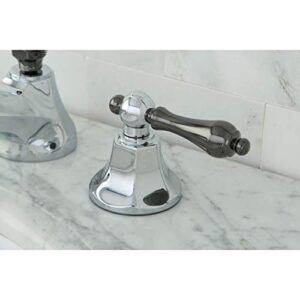 Kingston Brass NS4463AL Water Onyx Widespread Bathroom Faucet, Polished Chrome/Black Stainless Steel