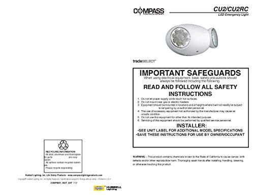 Hubbell Lighting CU2 Commercial Emergency Light with Battery Backup, LED Emergency Lighting Fixture with Twin Adjustable Heads, 90-Minute Runtime, UL924 Listed for Damp Locations, 120-277V, White