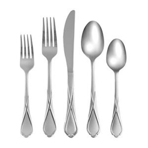 Cambridge Silversmiths Heather Sand 20-Piece Flatware Silverware Set, Stainless Steel, Service for 4, Includes Forks/Spoons/Knives