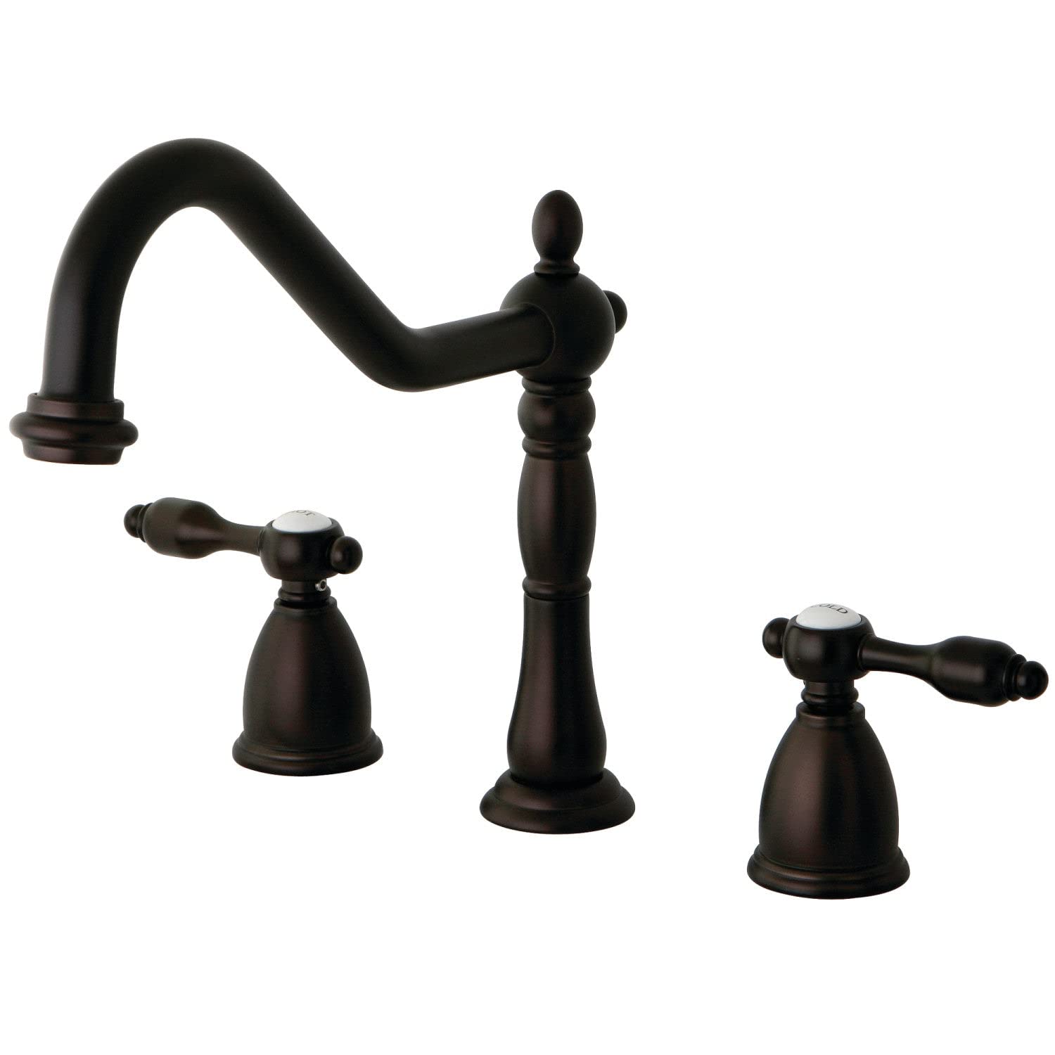 Kingston Brass KB1795TALLS Tudor 8 Inch Center Kitchen Faucet Without Sprayer, Oil Rubbed Bronze, 8-1/4 inch in Spout Reach, Oil Rubbed Bronze