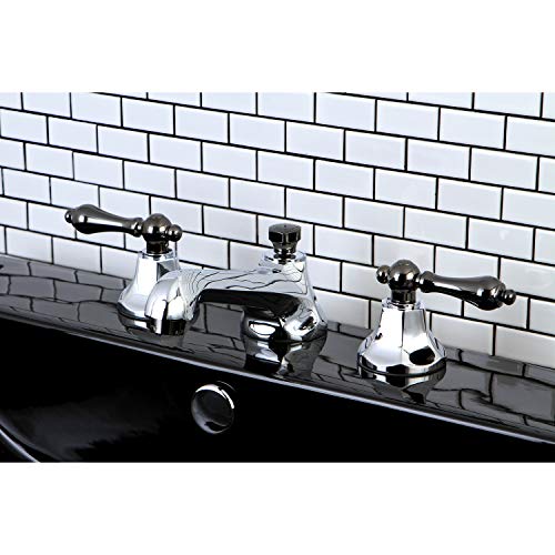 Kingston Brass NS4463AL Water Onyx Widespread Bathroom Faucet, Polished Chrome/Black Stainless Steel