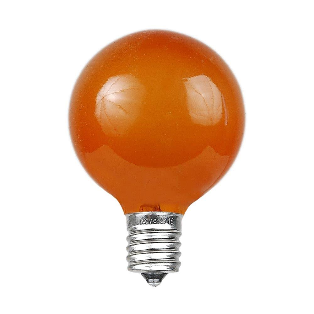 Novelty Lights 25 Pack G40 Orange Outdoor Globe Bulbs, Light Bulbs Glass Incandescent Bulbs with 3000 Hour Lifespan, Globe String Lights Replacement Bulbs