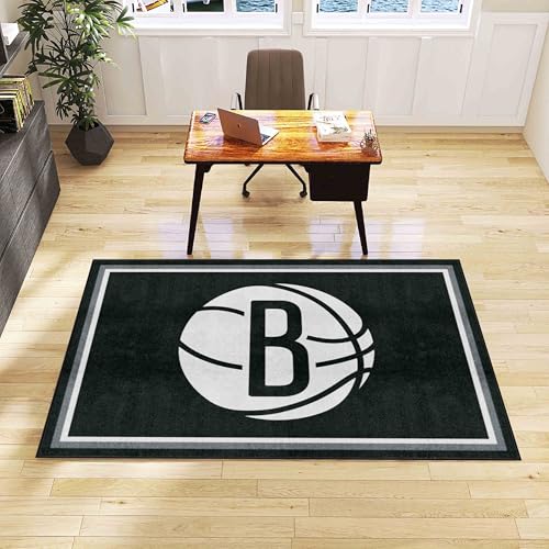 FANMATS 9339 Brooklyn Nets 5ft. x 8 ft. Plush Area Rug